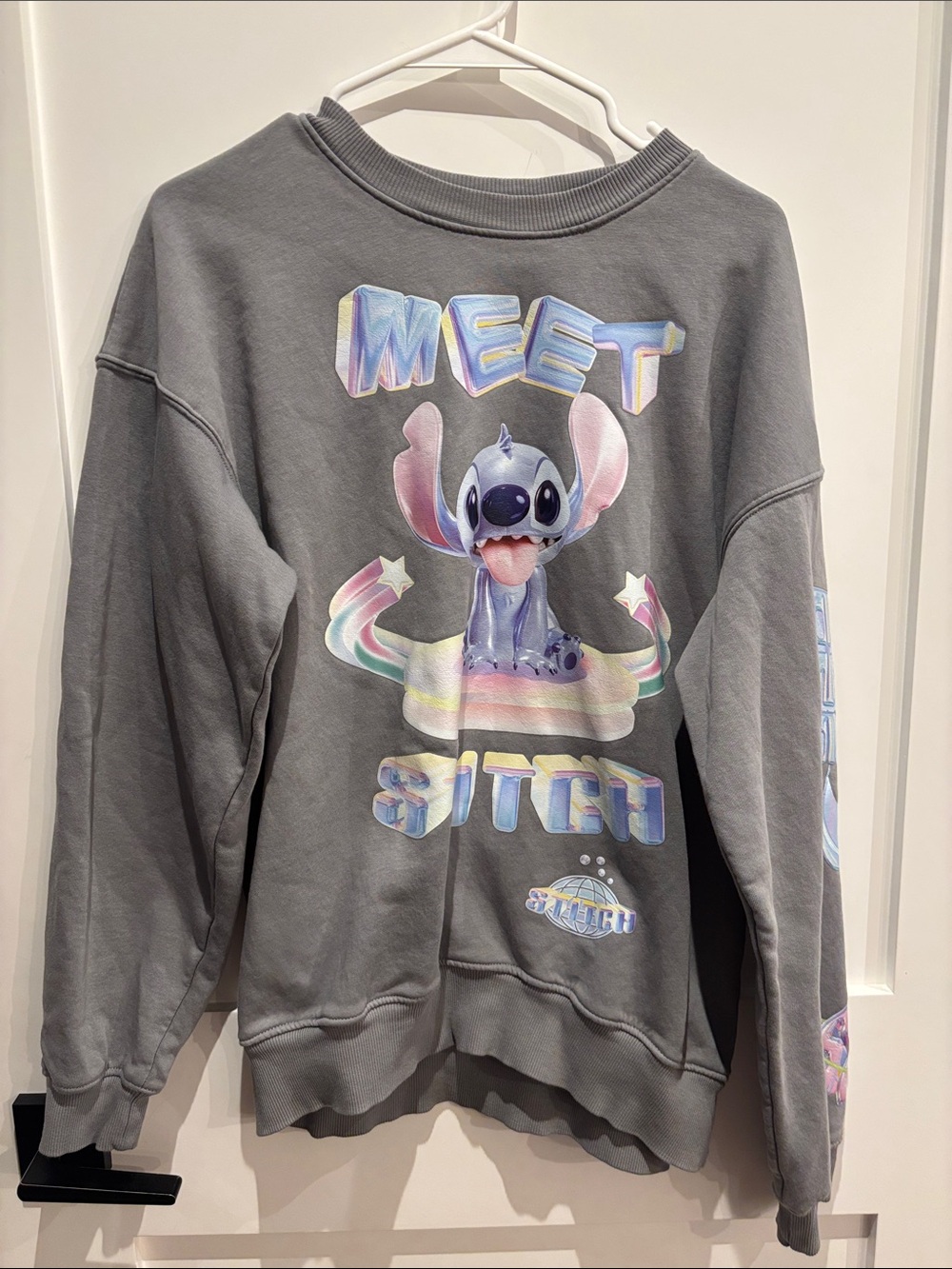 H&M Gray 'Meet Stitch' Graphic Crewneck Sweatshirt